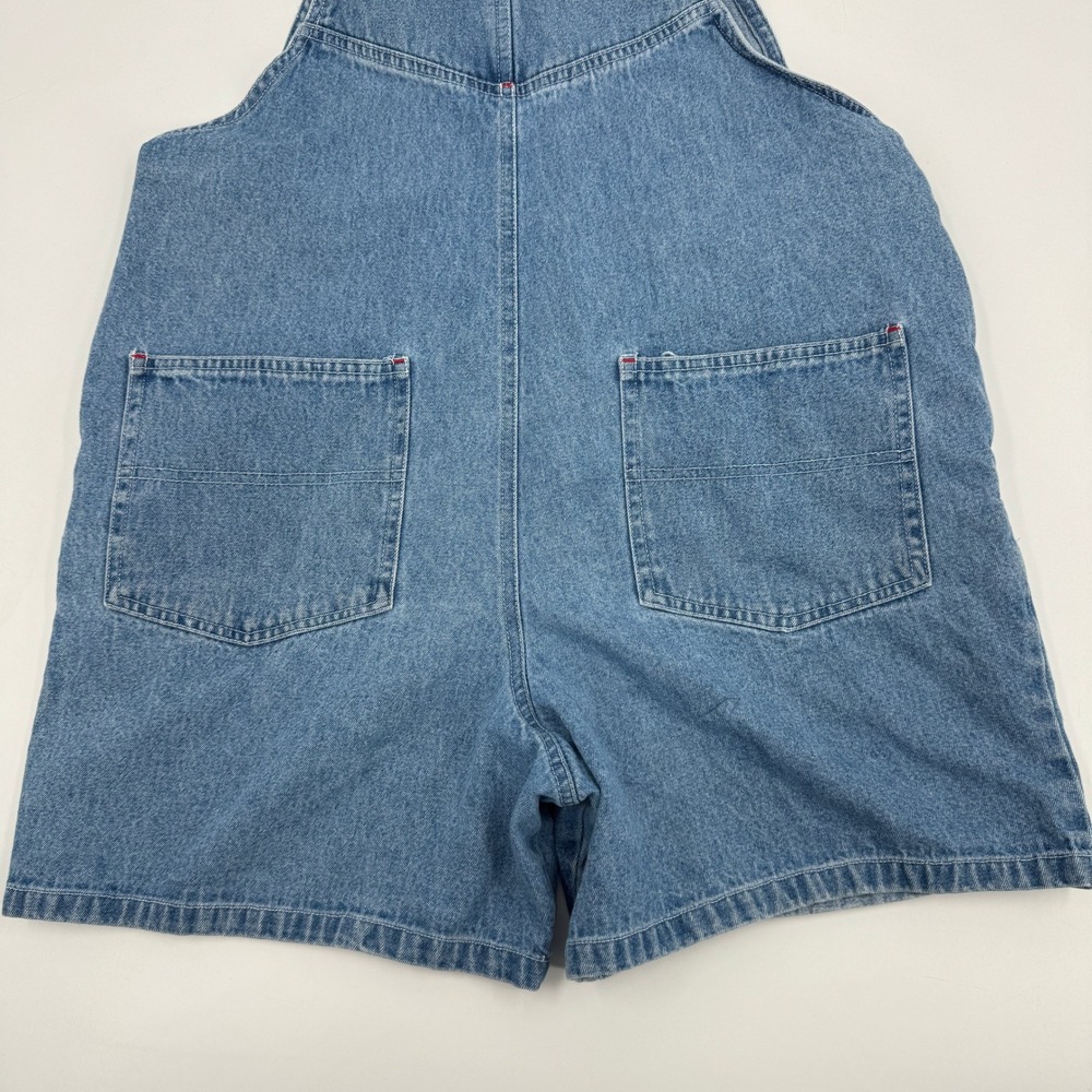 Big Dogs Denim Shortalls Women Medium Blue Heart Puppy Embroidered 90s Vintage - Picture 8 of 9